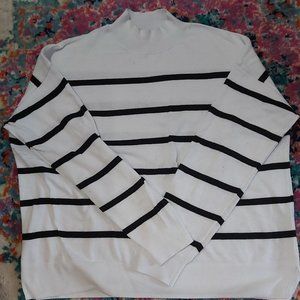 Old Navy Mock Neck Black and White Striped Sweater